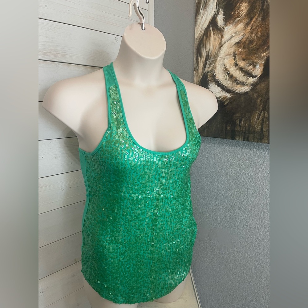 Green Sequin Tank Top